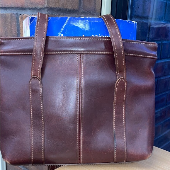 Marco Avane Brown & Copper Patterned Shoulder Bag w/Dark Brown Leather Straps - Picture 3 of 6